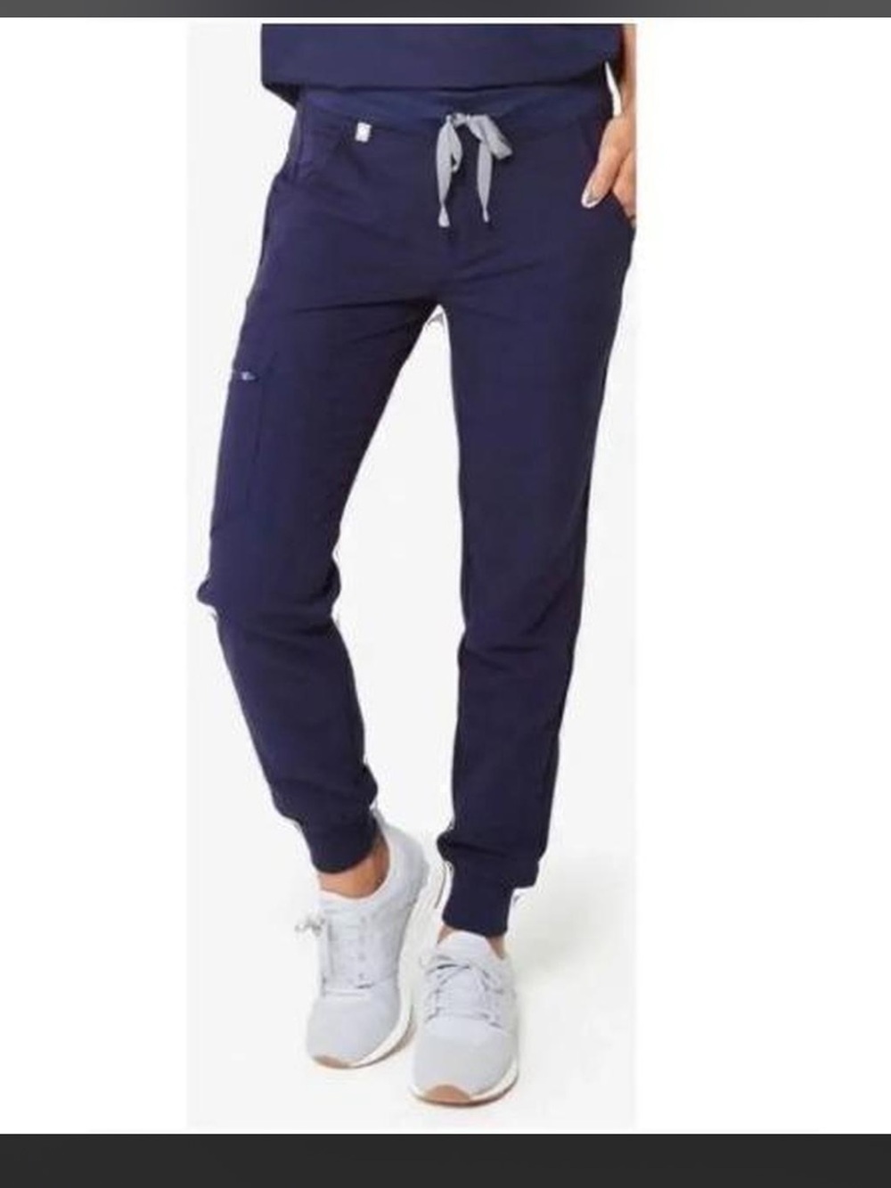 Figs Zamora Navy Women's Jogger Pants with Grey Drawstring